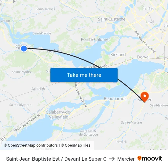 Saint-Jean-Baptiste Est / Devant Le Super C to Mercier map