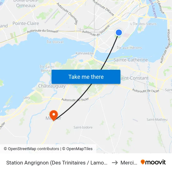 Station Angrignon (Des Trinitaires / Lamont) to Mercier map