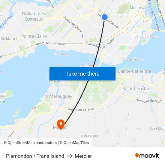 Plamondon / Trans Island to Mercier map