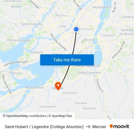 Saint-Hubert / Legendre (Collège Ahuntsic) to Mercier map
