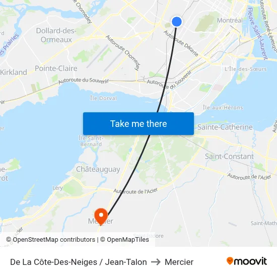 De La Côte-Des-Neiges / Jean-Talon to Mercier map