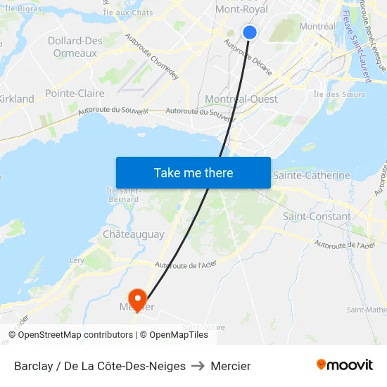 Barclay / De La Côte-Des-Neiges to Mercier map