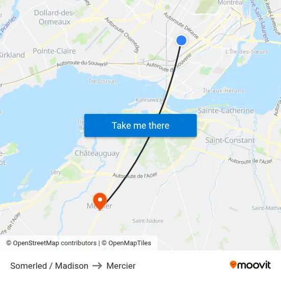 Somerled / Madison to Mercier map