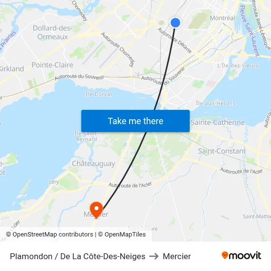 Plamondon / De La Côte-Des-Neiges to Mercier map