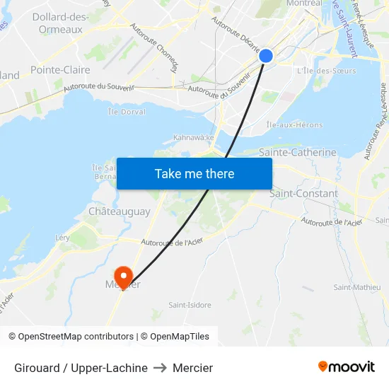 Girouard / Upper-Lachine to Mercier map