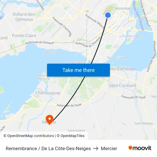 Remembrance / De La Côte-Des-Neiges to Mercier map