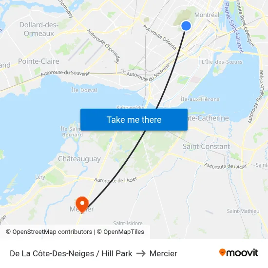 De La Côte-Des-Neiges / Hill Park to Mercier map