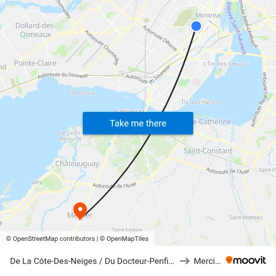 De La Côte-Des-Neiges / Du Docteur-Penfield to Mercier map