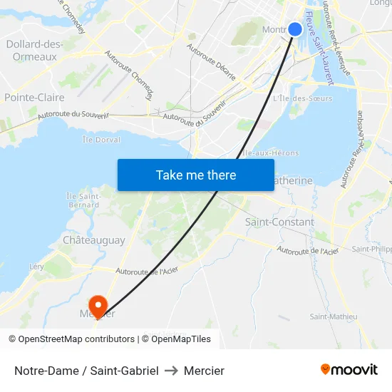 Notre-Dame / Saint-Gabriel to Mercier map