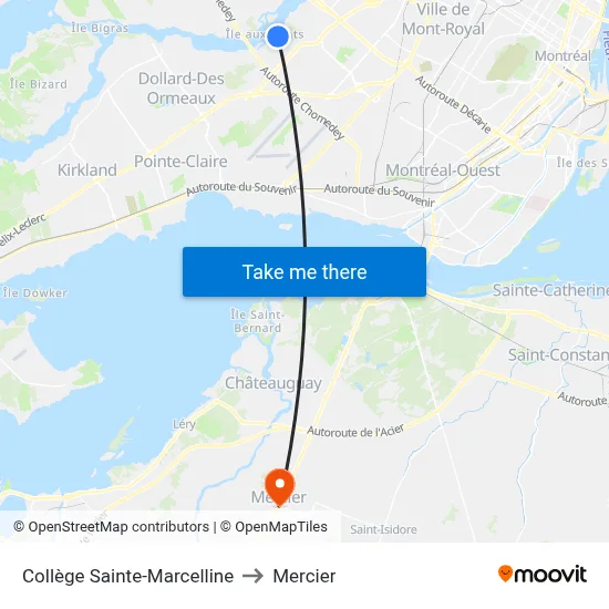 Collège Sainte-Marcelline to Mercier map