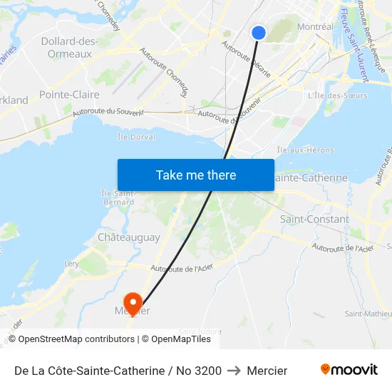 De La Côte-Sainte-Catherine / No 3200 to Mercier map