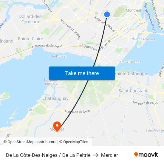 De La Côte-Des-Neiges / De La Peltrie to Mercier map