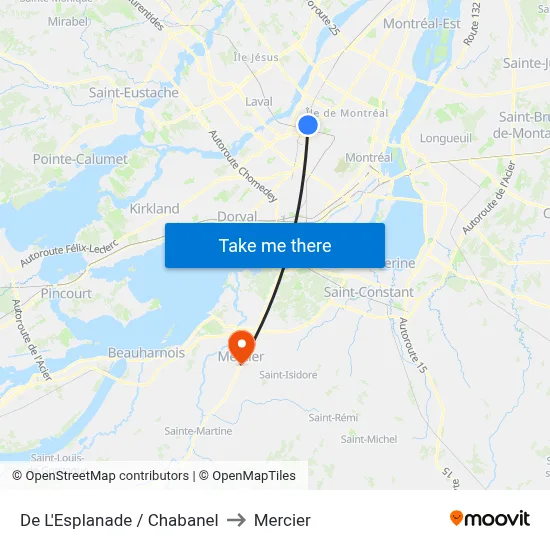 De L'Esplanade / Chabanel to Mercier map