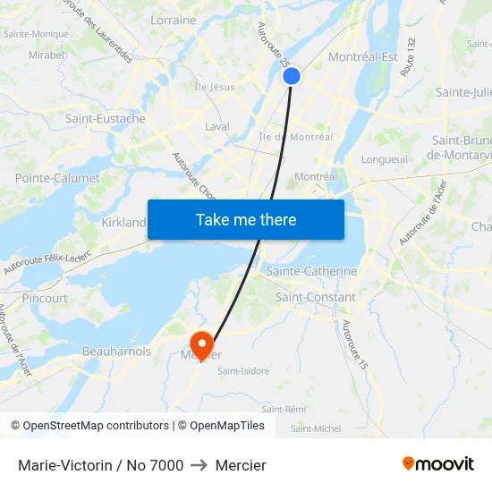 Marie-Victorin / No 7000 to Mercier map
