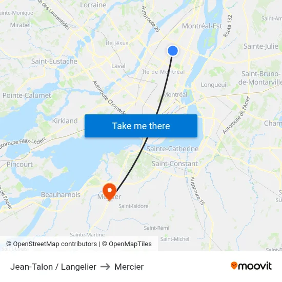 Jean-Talon / Langelier to Mercier map