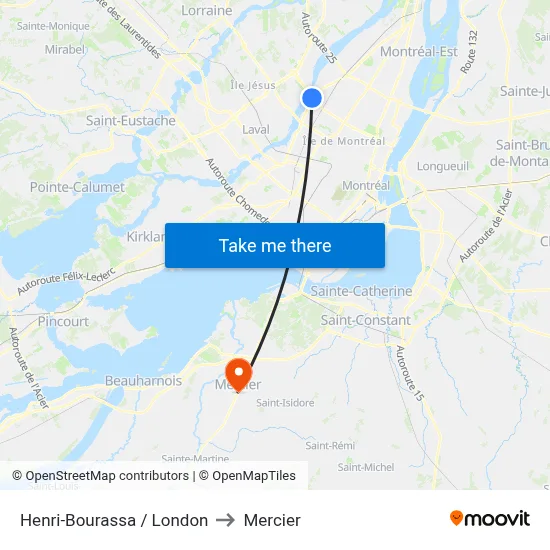 Henri-Bourassa / London to Mercier map