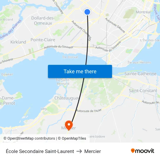 École Secondaire Saint-Laurent to Mercier map