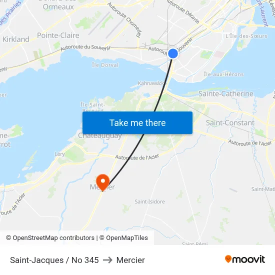 Saint-Jacques / No 345 to Mercier map