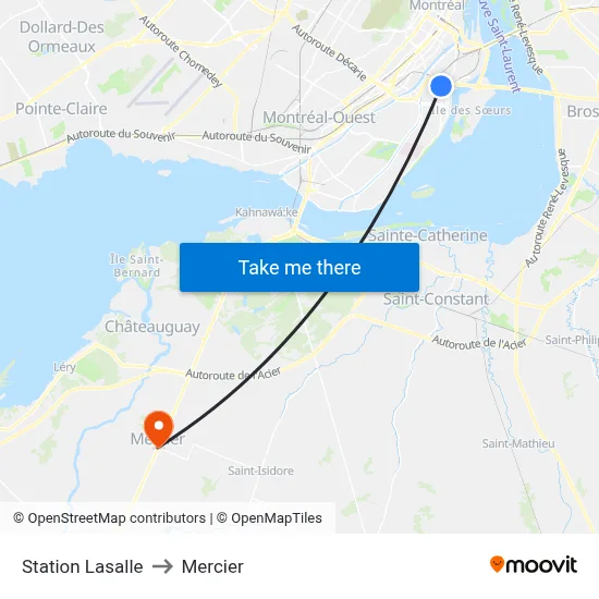 Station Lasalle to Mercier map