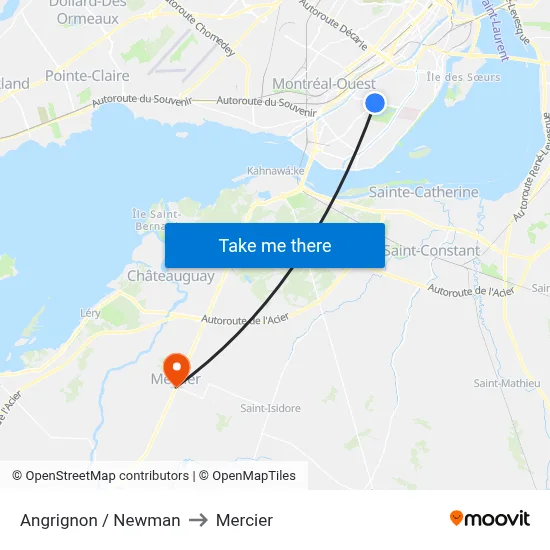 Angrignon / Newman to Mercier map
