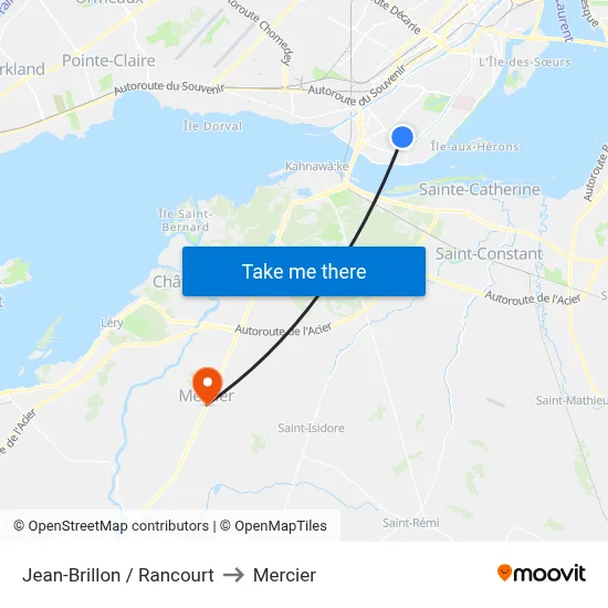 Jean-Brillon / Rancourt to Mercier map