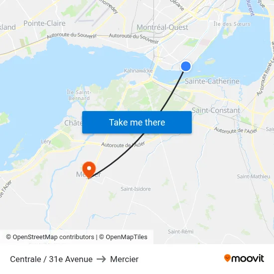 Centrale / 31e Avenue to Mercier map