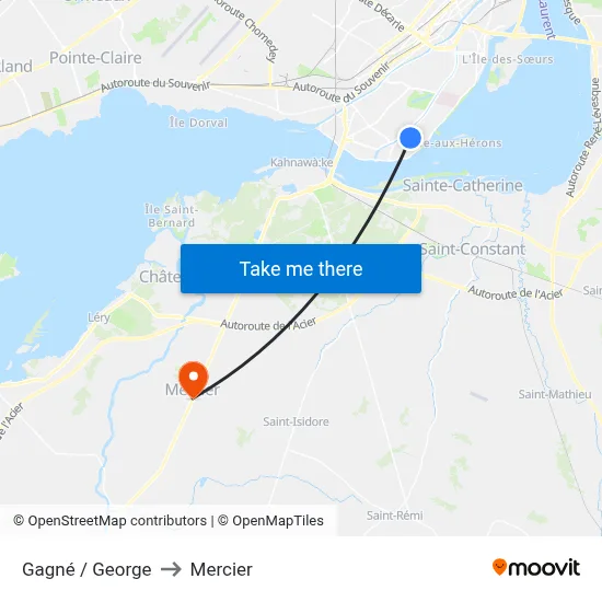 Gagné / George to Mercier map