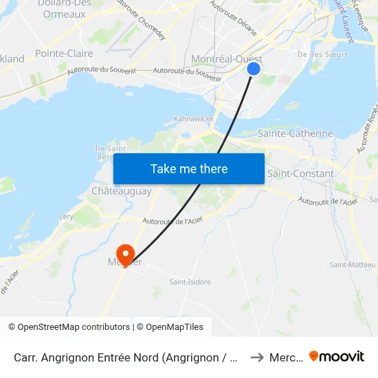 Carr. Angrignon Entrée Nord (Angrignon / No 2500) to Mercier map