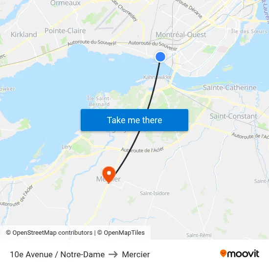 10e Avenue / Notre-Dame to Mercier map