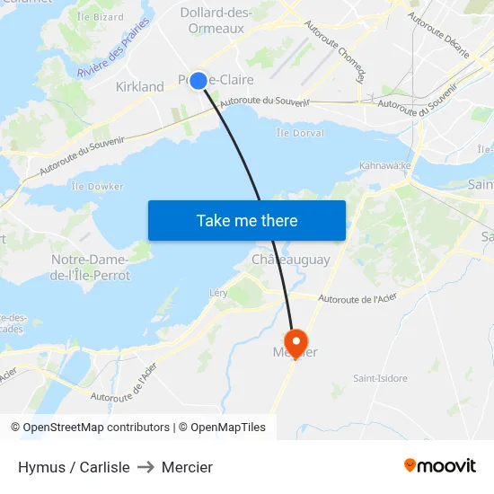 Hymus / Carlisle to Mercier map