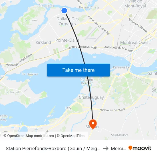 Station Pierrefonds-Roxboro (Gouin / Meighen) to Mercier map