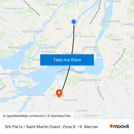 Srb Pie-Ix / Saint-Martin Ouest -Zone B to Mercier map