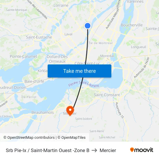 Srb Pie-Ix / Saint-Martin Ouest -Zone B to Mercier map