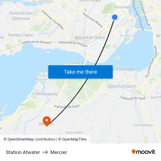 Station Atwater to Mercier map
