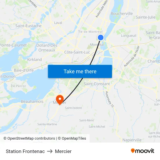 Station Frontenac to Mercier map