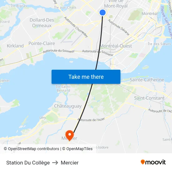 Station Du Collège to Mercier map