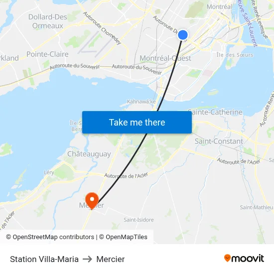 Station Villa-Maria to Mercier map
