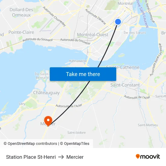 Station Place St-Henri to Mercier map