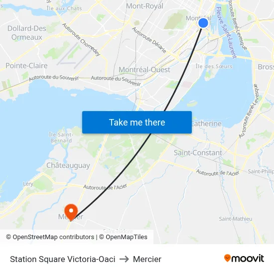 Station Square Victoria-Oaci to Mercier map