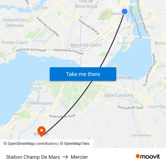 Station Champ De Mars to Mercier map
