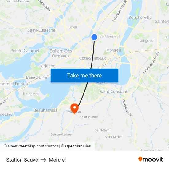 Station Sauvé to Mercier map