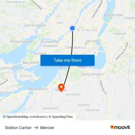 Station Cartier to Mercier map