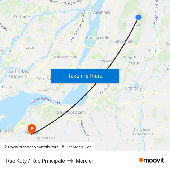 Rue Katy / Rue Principale to Mercier map