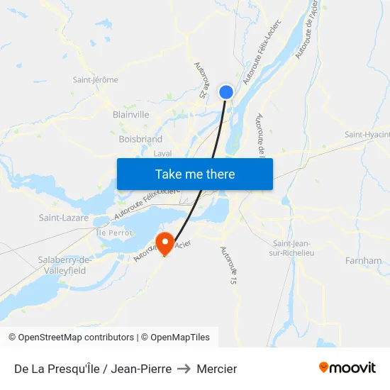 De La Presqu'Île / Jean-Pierre to Mercier map