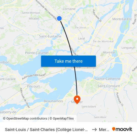 Saint-Louis / Saint-Charles (Collège Lionel-Groulx) - Quai 2 to Mercier map