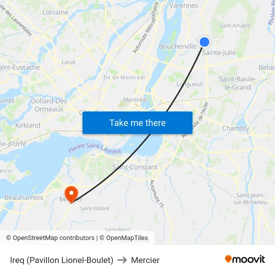 Ireq (Pavillon Lionel-Boulet) to Mercier map