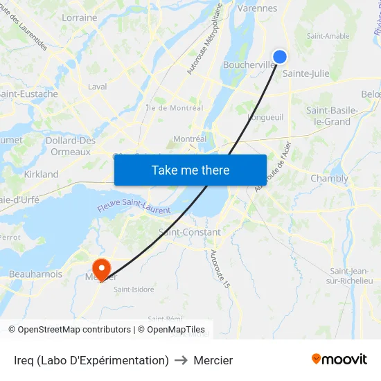 Ireq (Labo D'Expérimentation) to Mercier map