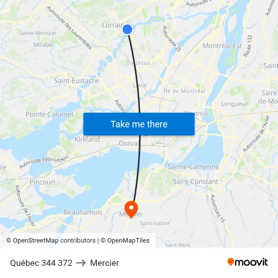 Québec 344 372 to Mercier map