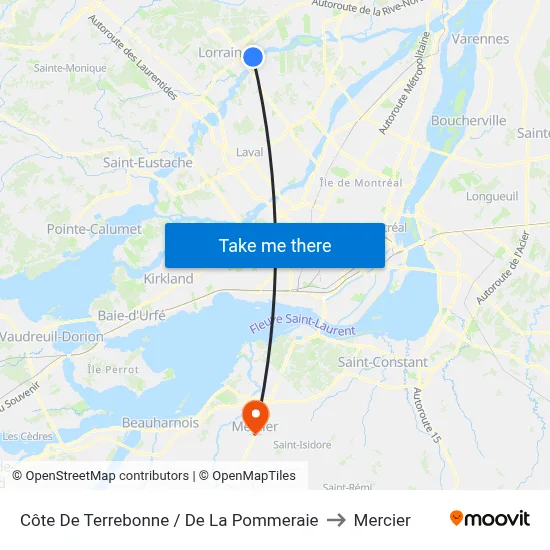 Côte De Terrebonne / De La Pommeraie to Mercier map