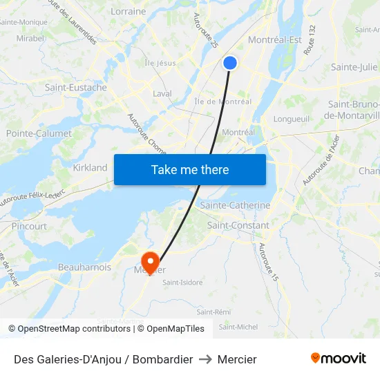 Des Galeries-D'Anjou / Bombardier to Mercier map